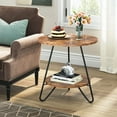 thumbnail image 4 of End Table, 2 Tier Round Side Table with Shelves, Industrial Wood Nightstand Bedside Table Small Coffee Accent Table for Living Room Bedroom, 4 of 7