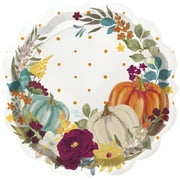 The Pioneer Woman Pumpkin Dot Dessert Plates Multi-color Asymmetrical Thanksgiving Paper Party Supply Sets, (12 Pieces) 8"