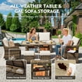 thumbnail image 5 of MEISSALIVVE 7 Pieces Outdoor Patio Furniture Set, Wicker Patio Conversation Set with Swivel Chairs, Patio Sectional Furniture Set with Loveseat, 2 Ottomans and Dining Table (Brown), 5 of 8