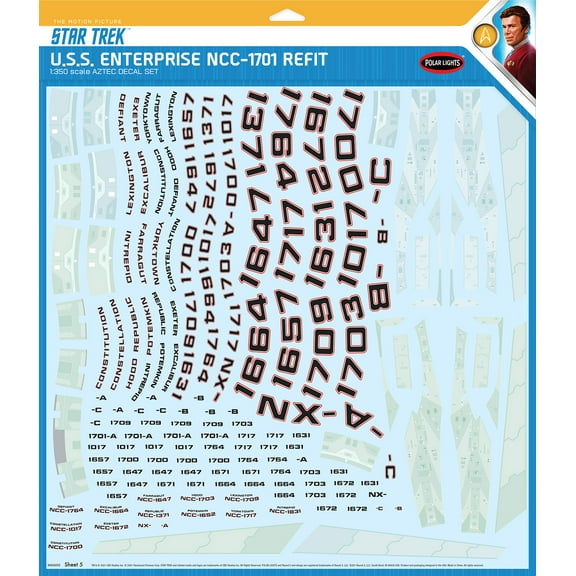 STAR TREK U.S.S. ENTERPRISE NCC-1701 REFIT AZTEC DECALS 1:350 SCALE (MKA050)