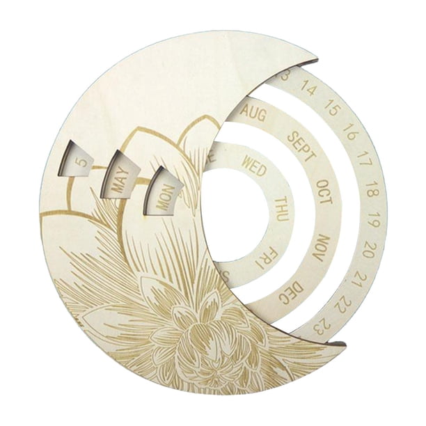 Artesanías de calendario permanente con de , calendario continuo giratorio Circular DIY, calendario de pared para decoración del Beige Sunnimix Calendario perpetuo de madera