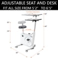 thumbnail image 7 of 8-Level Magnetic Resistance Exercise Bike Desk, Office Desk Workstation W/ Adjustable Desk & Leather Seat, Exercise Bikes With Desk W/ Build-In LCD Monitor, Home Exerwork Bike Max 285 Lbs, White, 7 of 7