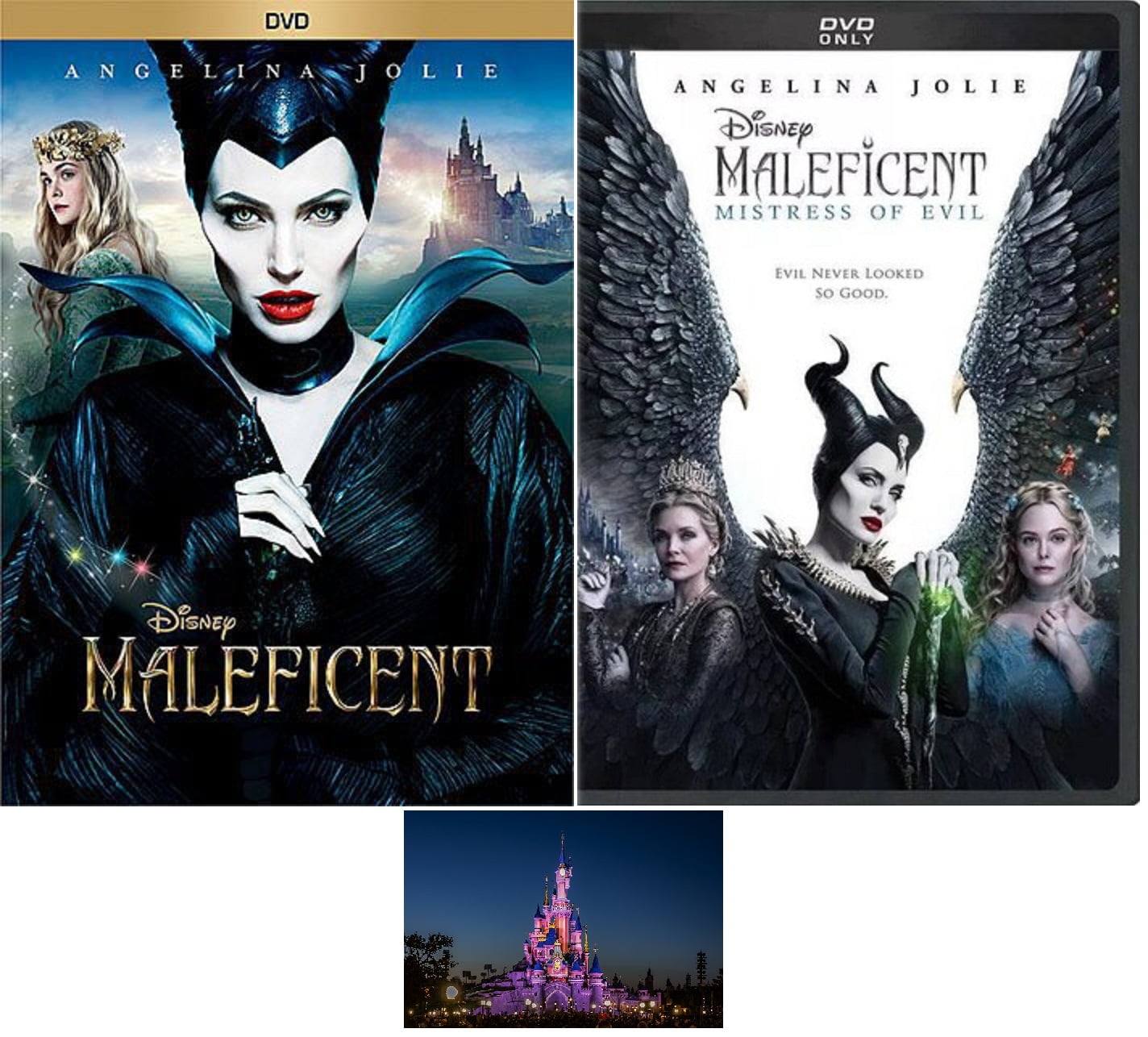 patrulje Gå op region Angelina Jolie Double Feature Maleficent 1 One & 2 Two Mistress of Evil 2  DVD Set Includes Glossy Print Magic Kingdom Art Card - Walmart.com
