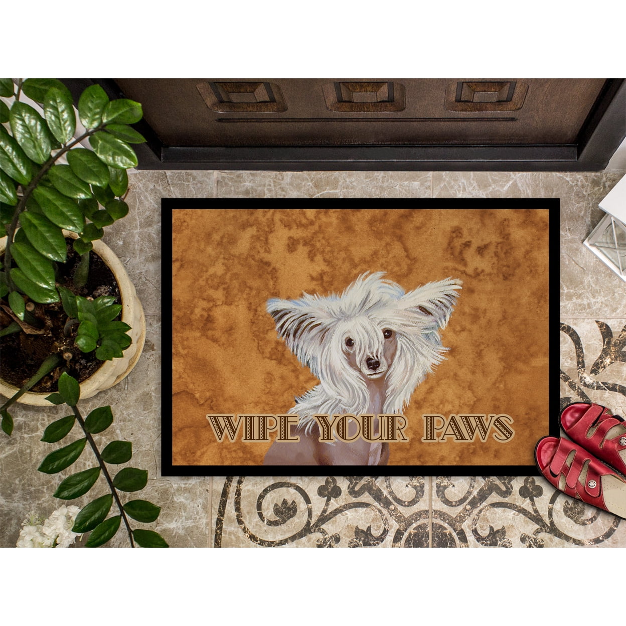 Carolines Treasures LH9459JMAT Chinese Crested Wipe your Paws Doormat 24x36 36"L x 24"W multicolor