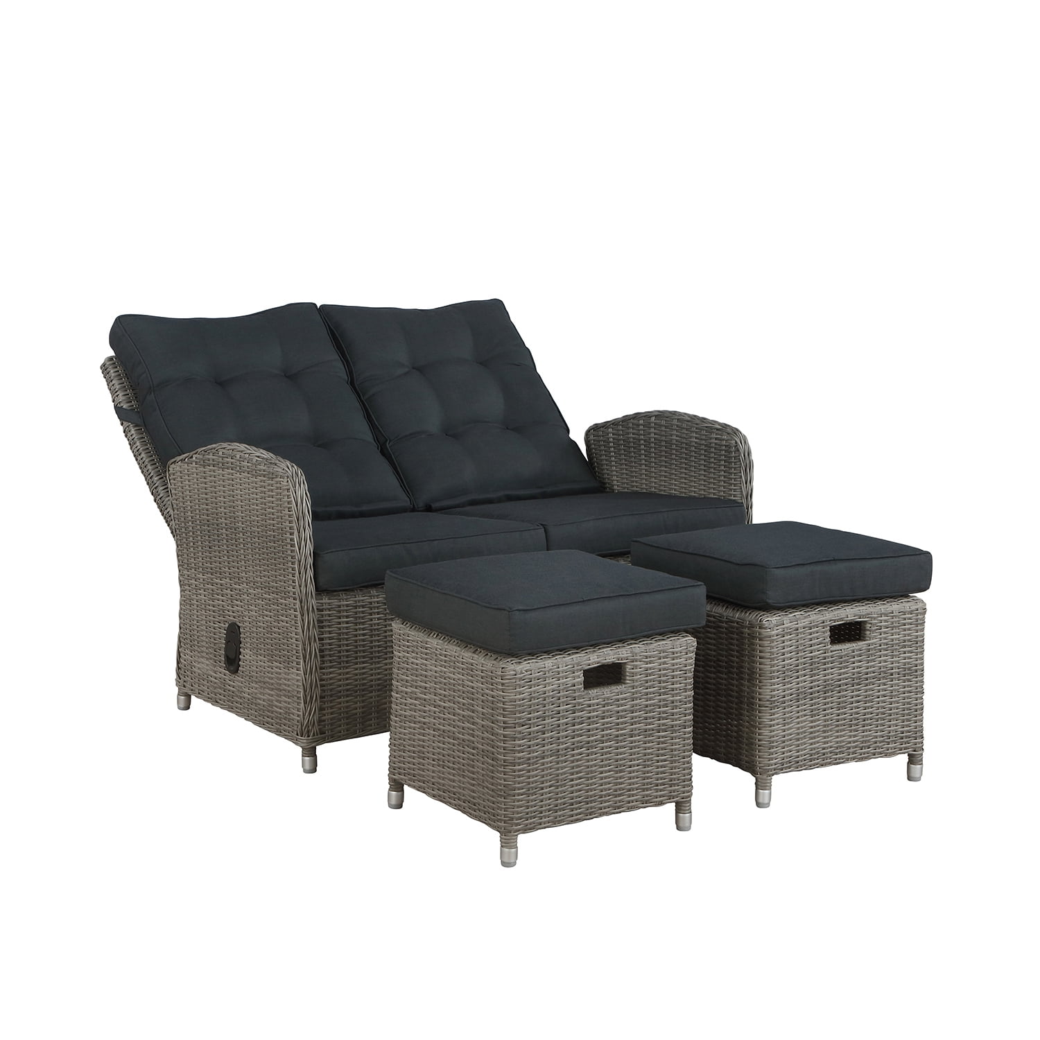Monaco All-Weather 3-Piece Set with Two-Seat Reclining Bench and Two  Ottomans - Walmart.com