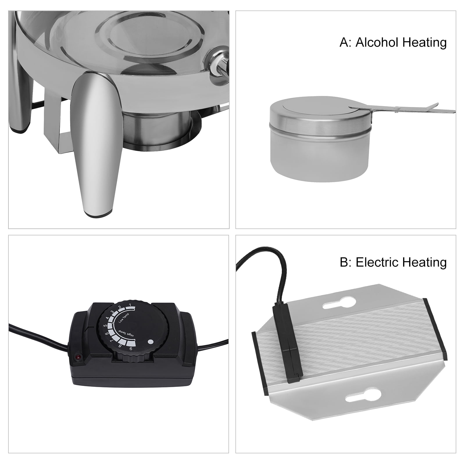 Stainless Steel Drink Server, 11x11x19.7in Dual-Mode Heating with Ice Tube, for Cafeterias/Bars/Parties