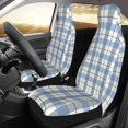 thumbnail image 3 of XMXT 2Pcs Car Seat Cover Decor Protector, Blue Plaid Lines Retro Prints Front Seat Covers for Cars SUVs, Universal Fit, 3 of 9