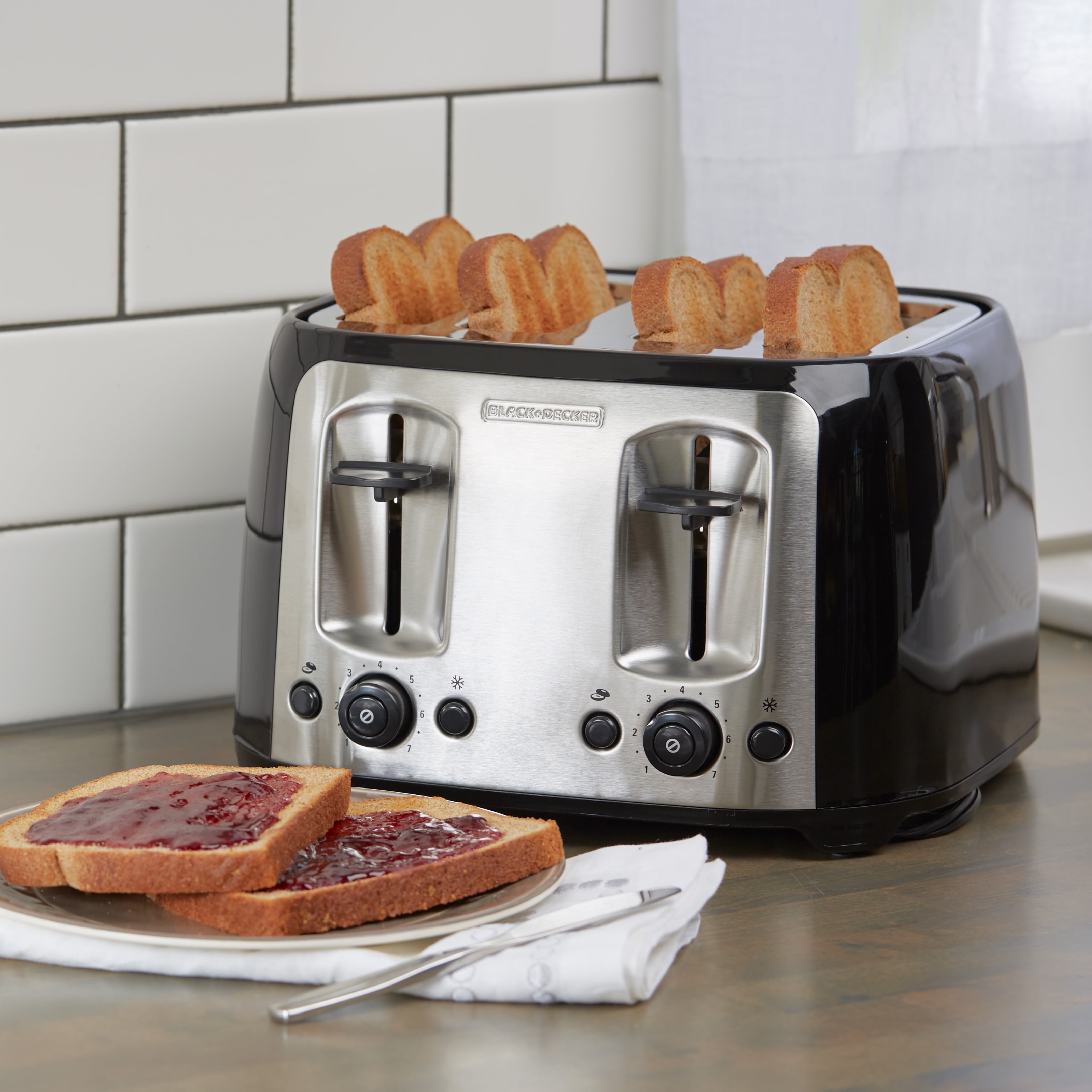 4Slice Toaster with ExtraWide Slots, Black/Silver, BLACK+DECKER TR1478BD eBay