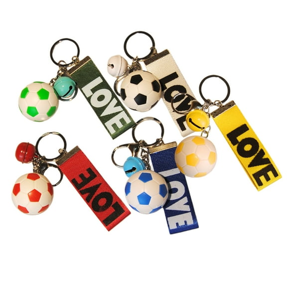 Oraceous 5pcs Creative Football Keychains Decorative Soccer Key Rings Sports Fans Gift Key Chains for Man Woman (Black Red Blue Yellow and Green)