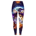 thumbnail image 5 of COMVALUE Women's Halloween Pumpkin Skulls Printed Ankle Elastic Tights Legging Halloween Red Size L, 5 of 7