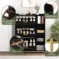 thumbnail image 4 of Modern Entryway Shoe Storage Cabinet Light Brown & Gold "35.4"x9.4"x46.3" Hidden Shoe Rack Organizer, 4 of 9
