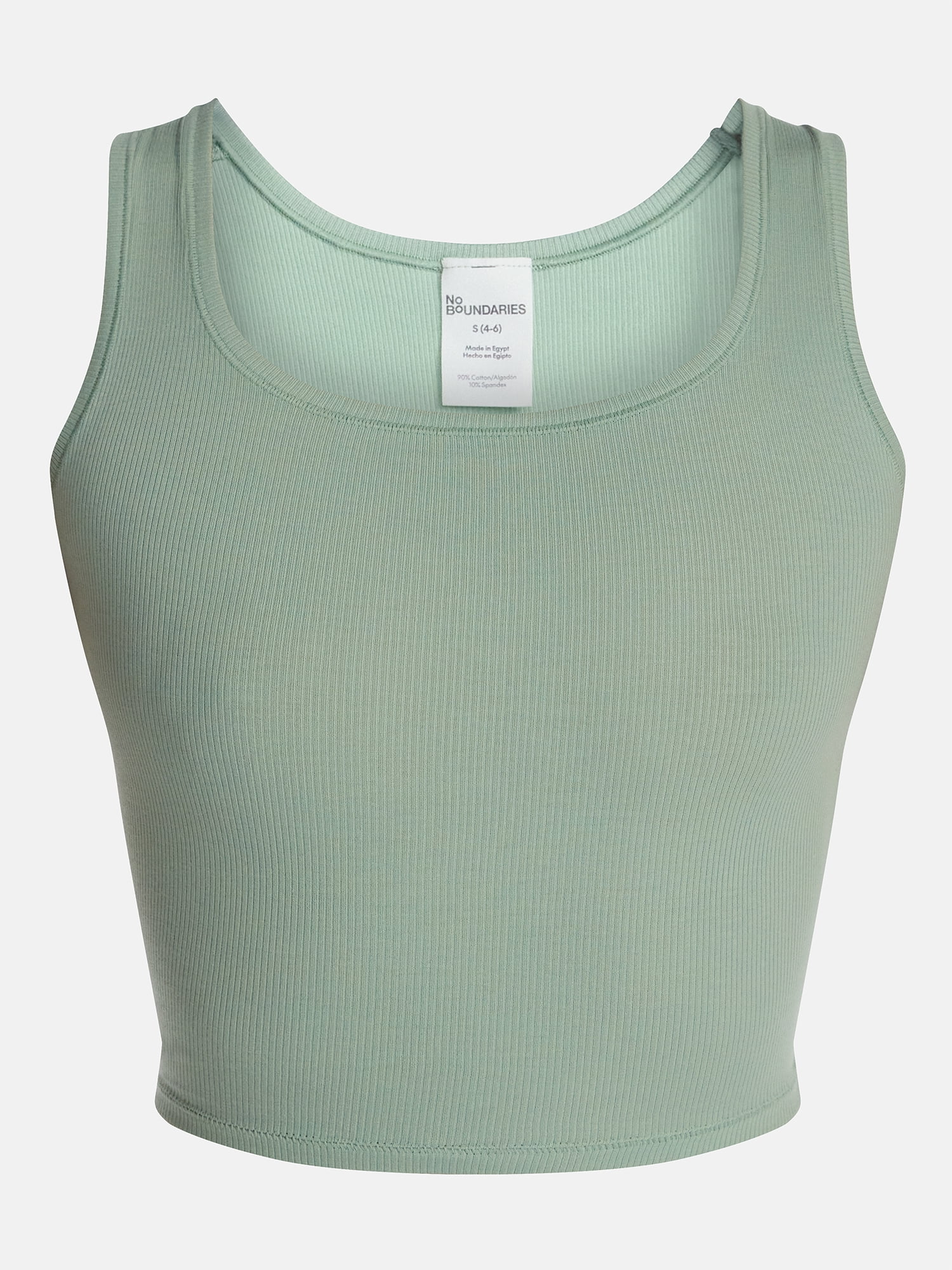 No Boundaries Cotton Stretch Ribbed Cropped Tank Top, Women’s, Sizes XS-XXXL