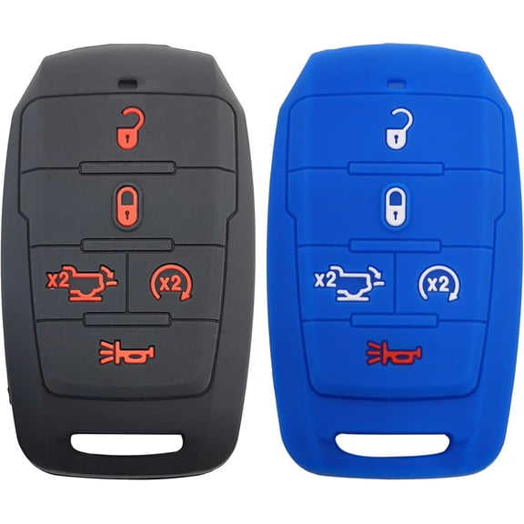 Easy to Use 2x Silicone 5B Keyless Remote Entry Control Fob Cover Glove Sleeve Shell Protector for 2021 2020 2019 Ram 1500 Truck OHT-4882056