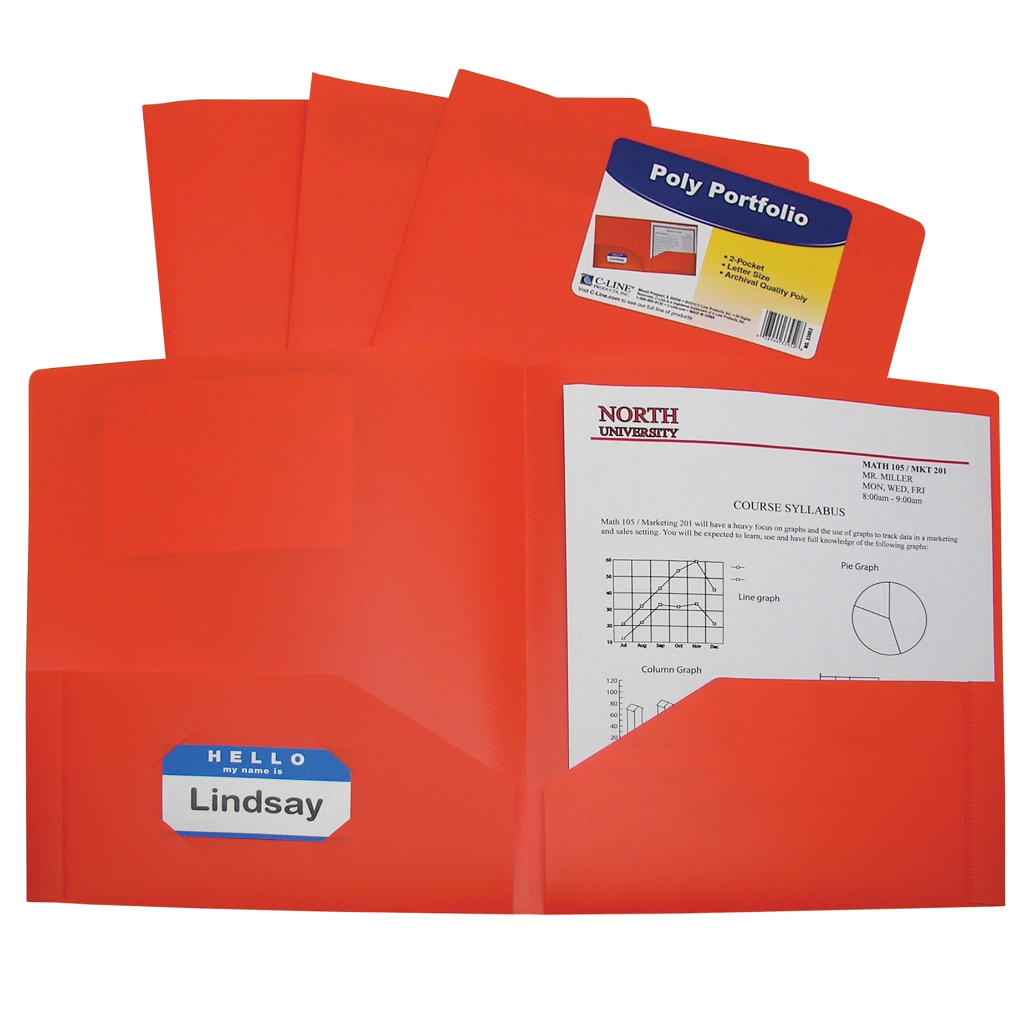 Two-Pocket Heavyweight Poly Portfolio Folder, Orange (Set of 25 Folders)