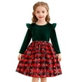 thumbnail image 3 of XEGLSBU Girls Christmas Dress Size 7 Plaid Girls Party Dress with Cartoon Snowflake Plaid Pattern Festive Holiday Tutu Gown for Toddler and Kids Casual Play Red Size 4-5 Years, 3 of 9