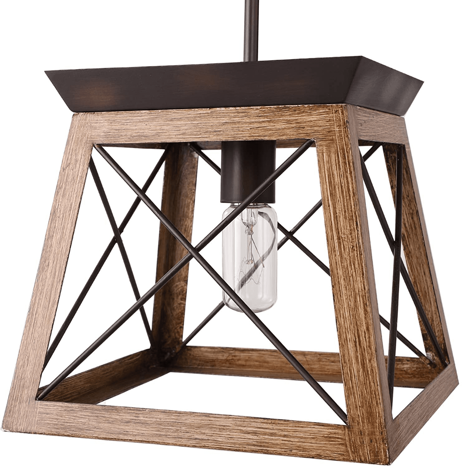 Oukaning Industrial Cage Chandelier Kitchen Island Pendant Light Ceiling Lamp Fixture 40W