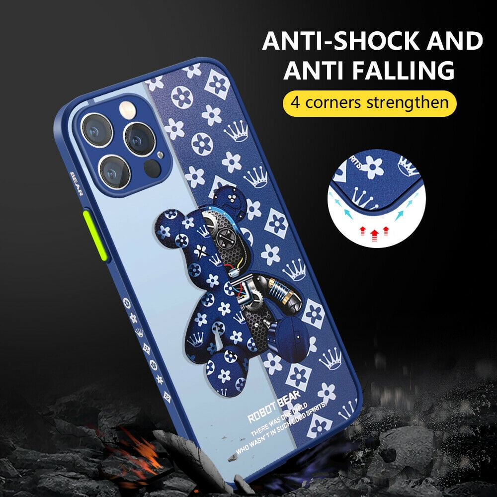 SOATUTO For iPhone 12 Pro Max Phone Case Cool Bear Shockproof Protection  Case With Hand Strap Soft Silicone TPU Bumper and Hard PC Pattern Back  Luxury Case For iPhone 12 Pro Max