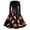 Orange #083, variant on Women's Halloween Dress Bat Printed V-Neck Scary Tea Length Dress Skeleton Cocktail Long Sleeve Retro Dresses with Belt M
