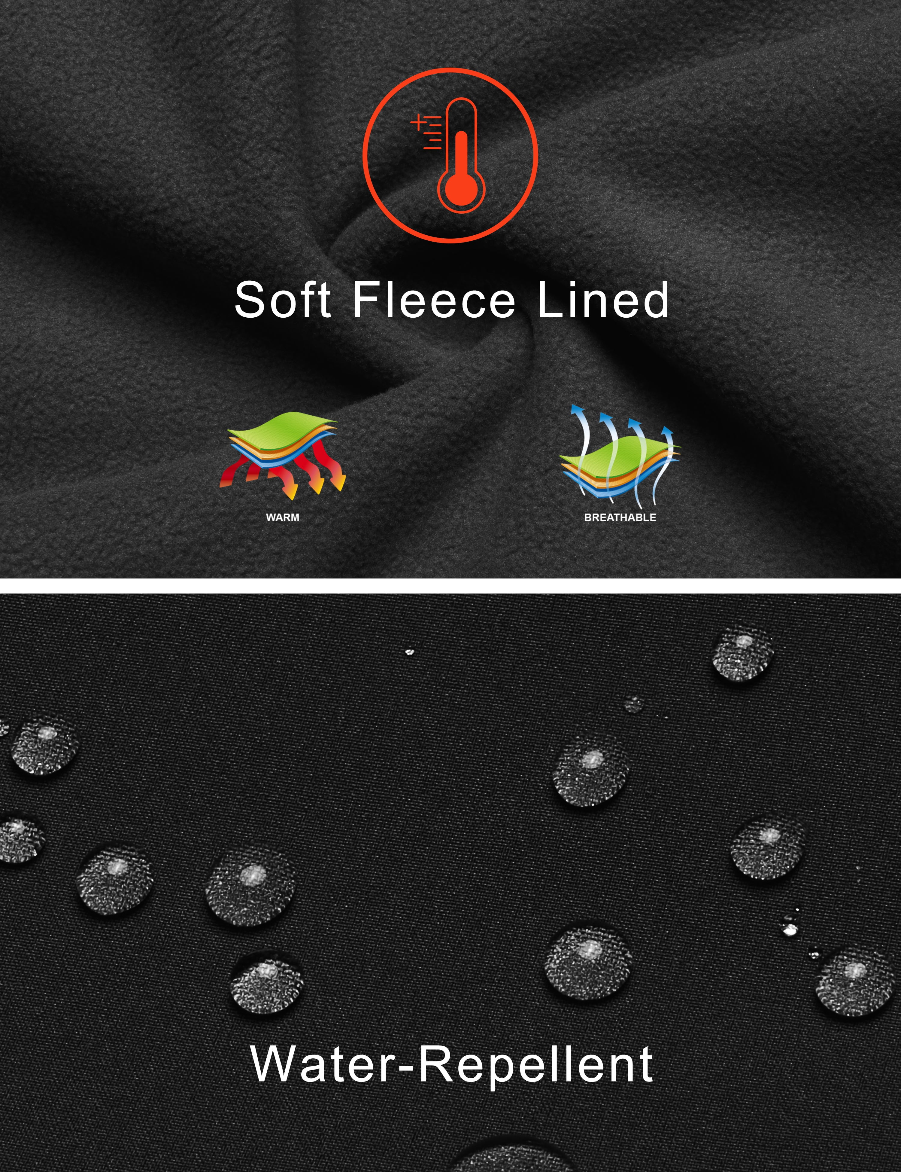 Little Donkey Andy Mens Fleece Hoodies Water Repellent, Thermal Insulation Pullover Hooded Sweatshirt UPF50+ (Black L)