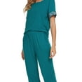 thumbnail image 5 of INSPIRE CHIC Women's Pajama Set Round Neck Short Sleeve Top with Capri Pants Casual Lounge Sleepwears XS Blue, 5 of 5