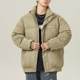 thumbnail image 2 of Timoontee Men's Puffer Coat Warm Thickened Padded Coats Outdoor Casual Hiking Windproof Jackets Solid Full Zip Outerwear Winter Coats Green M, 2 of 6