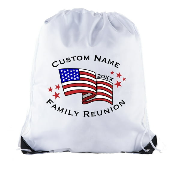 American Flag with Custom name -Family Reunion Party Favor Gift Bags