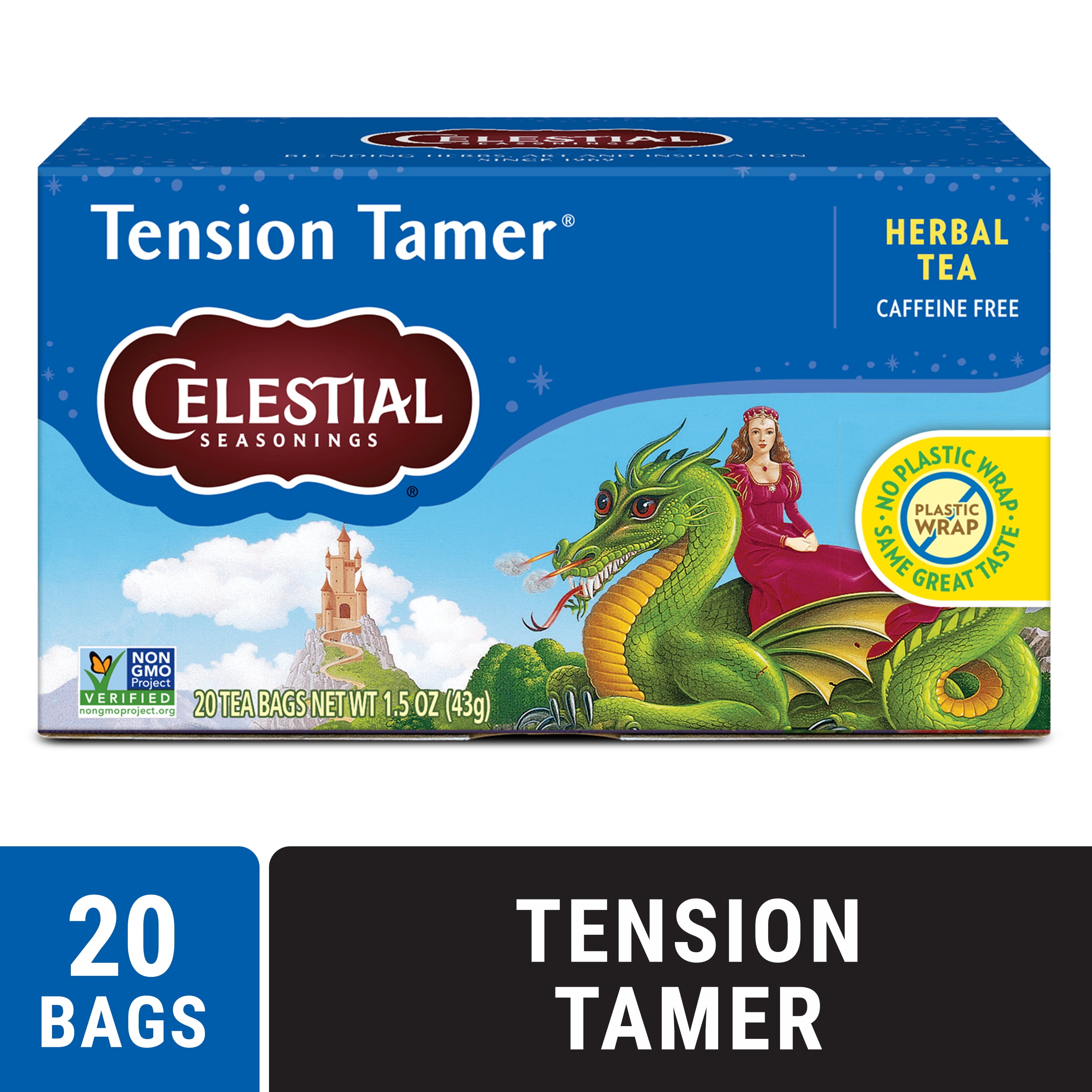 (3 pack) Celestial Seasonings Tension Tamer Caffeine-Free Herbal Tea Bags (20 Count)