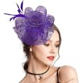 thumbnail image 2 of Gorro de Flor Malva BRILLAR Diadema con Plumas y Pinzas para el Té para Niñas y Mujeres, 2 of 5