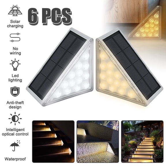 Solar Stair Lights Outdoor Waterproof IP67,6 Pack Solar Step Lights For Outside Auto On Off,Outdoor Stair Light For Steps,Patio,Yard,Porch,Front Door,Sidewalk,Deck Decor,Warm White[WHITE 6PACK]