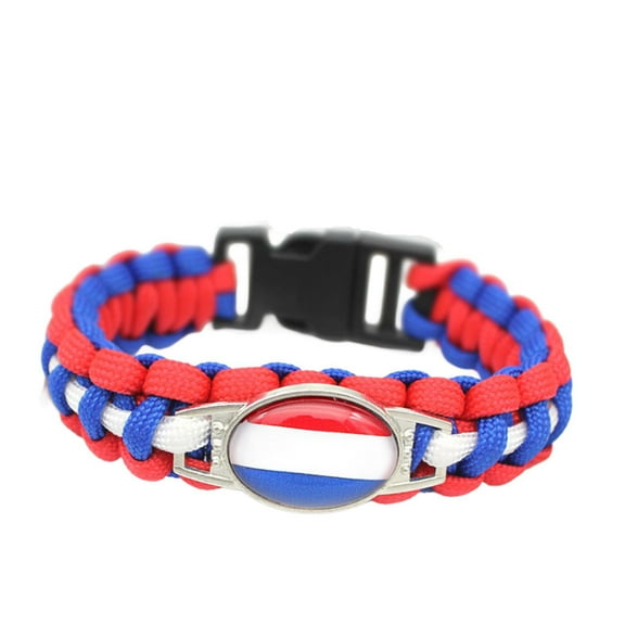 Uijokdef Country Flag Paracord Survival Bracelet, Color Woven Design, 8-10 Inches Length, Alloy Metal Buckle