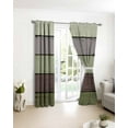 thumbnail image 4 of Fsddascl Sage Green Wooden Blackout Curtains for Bedroom/Living Room, Thermal Insulated Kitchen Curtains, Grey Stripe Gradient Country Rustic Grommet Darkening Window Treatment Drapes 27.5"x39"x2, 4 of 8