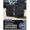 thumbnail image 5 of 17 Quart Stackable Plastic Storage Bins with Blue Lids, 6 Pack Black Containers with Latching Buckles and Handle, Durable Nestable Boxes Organizing for Closet, Garage, Tool Room, 5 of 14