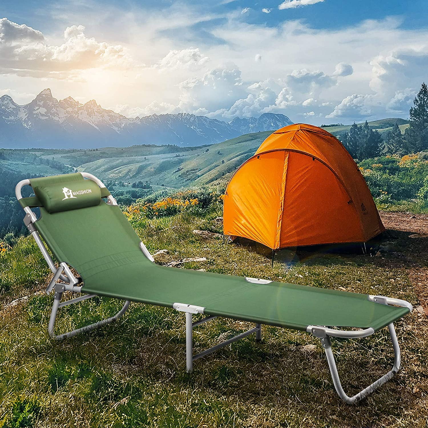 Portable Folding Sleeping Camping Hiking Cot Bed w/Pillow and Side