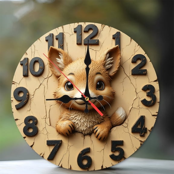 Creative DogThemed Wall Clock for Home Decor 10-Inch Silent Wooden Wall Clock, Battery Operated (AA Batteries Not Included), Artistic Home Decor