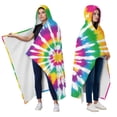 thumbnail image 2 of Wearable Blanket,Rainbow Tie Dye Mandala Pattern Hooded Wearable Flannel Blanket for Adults & Teens with Buckle,Winter Poncho Shawl Wrap Cape,50"x60", 2 of 5