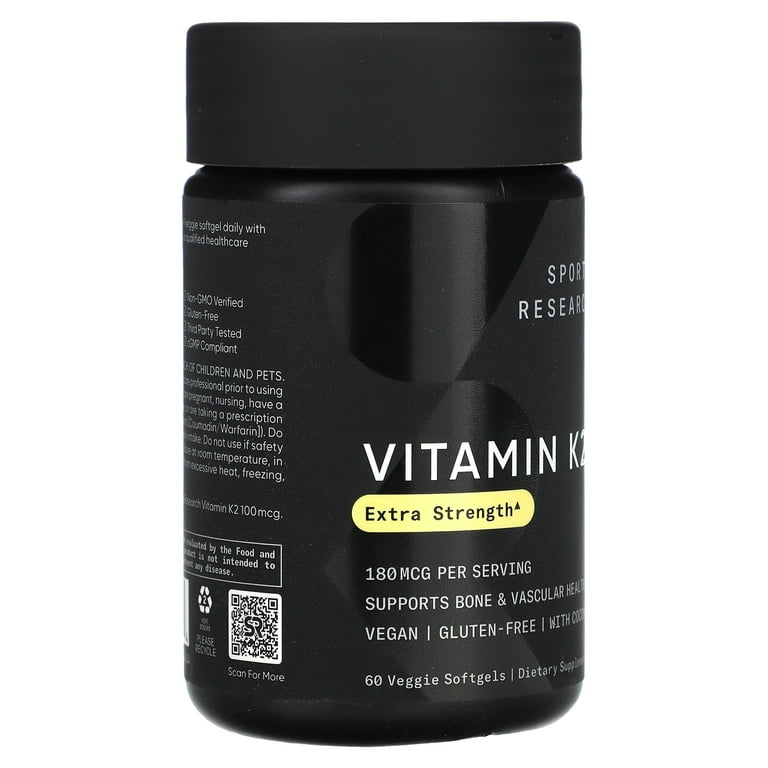 Sports Research Vitamin K2, 180 mcg, Extra Strength Vegan