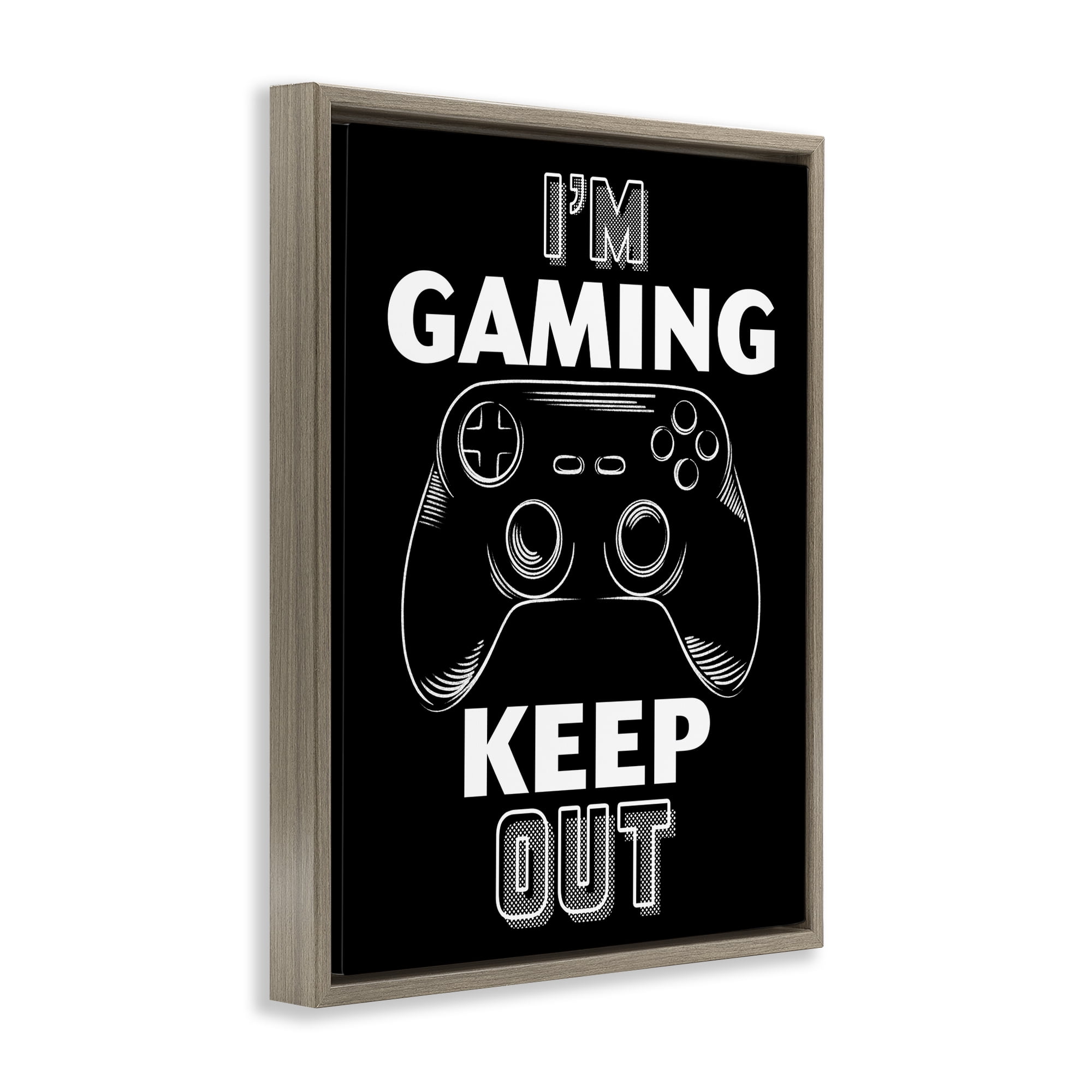 Stupell Industries I'm Gaming Keep Out Brown Framed Floater Canvas Wall Art, design by Marcus Prime