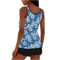 thumbnail image 4 of Aboser Womens Tankini Swimsuit Tummy Control Two Piece Bathing Suit Swim Top with Buttom Swimming Sets Boho Floral Printing Swimwear Full Coverage Tankini Set Navy L, 4 of 6