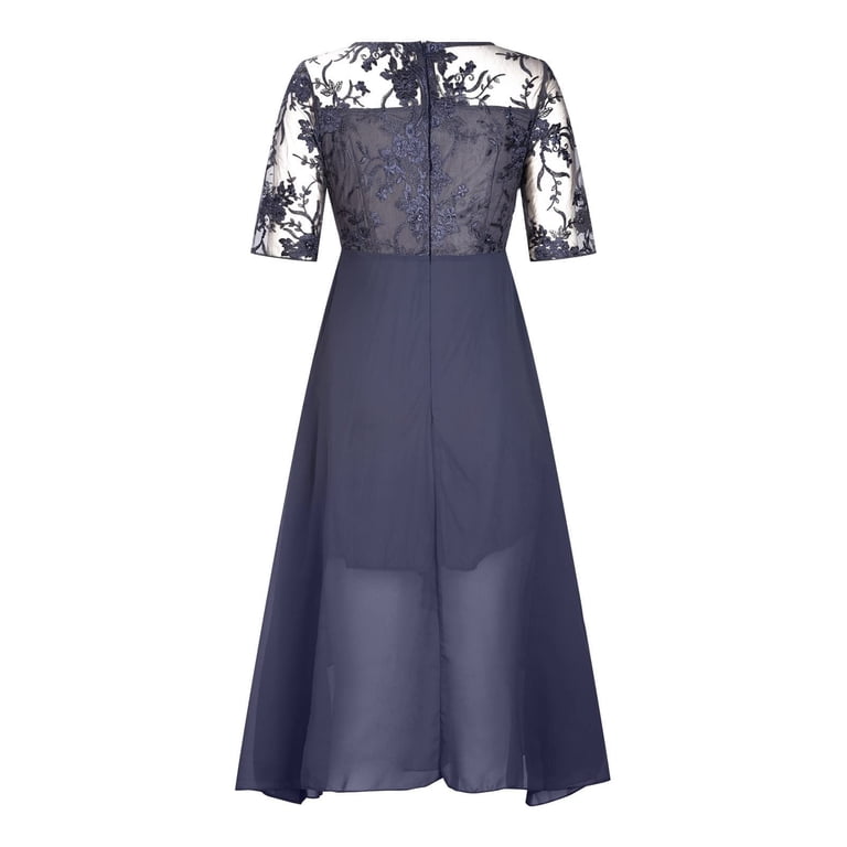 IDALL Summer Dresses,Petite Dresses Women's Tea Length Embroidery Lace  Chiffon Dress Mock Dress Elegant Dresses,Modest Dresses,Womens Dresses  Purple Dress L - Walmart.com