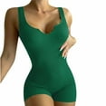 thumbnail image 2 of Summer Saving Wycnly Jumpsuits for Women Dressy Knitted Ribbed Club Sexy Bodycon Short Jumpsuits Overalls Summer Sleeveless V-Neck Plain Mini Formal Rompers Green xxl, 2 of 7