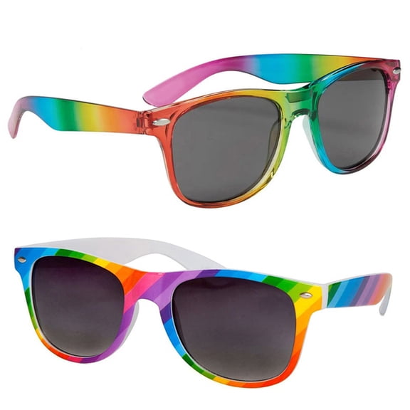 Hotpom Rainbow Sunglasses Multicolored Gradient Round Frames Hip-Hop Punk Style Party & Everyday Fashion Glasses for Women & Men Festival Accessories