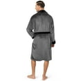 thumbnail image 4 of PAVILIA Mens Robe, Soft Robe for Men, Fleece Warm Long Bathrobe for Bath Shower Spa with Shawl Collar and Pockets, Plush Microfiber -Two Tone Gray-Black, 4 of 9
