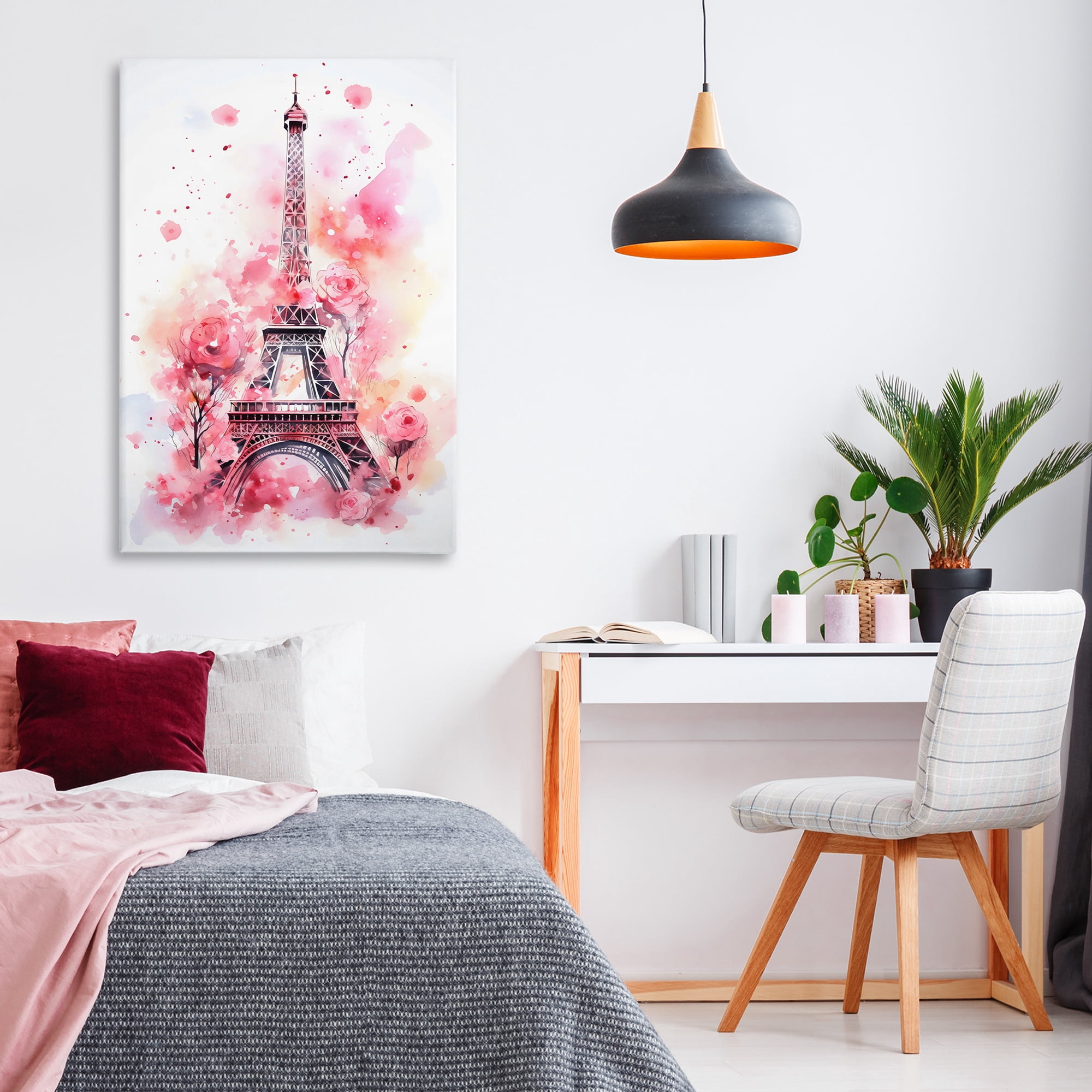Stupell Industries Eiffel Tower In Roses Canvas Wall Art, design by Creative Studio