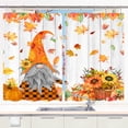thumbnail image 2 of Fall Thanksgiving Gnome Kitchen Curtains, Autumn Leaves Pumpkin Window Drapes Curtains 2 Panels Set Fabric Small Window Treatment Sets With Hooks 52x63 Inch, 2 of 7