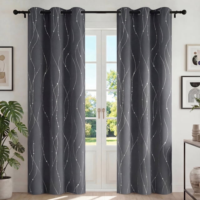 Blackout Cortinas para Recámara, Cortina Blackout Térmica Aislada 2 Paneles 42x84 Pulgadas, Cortinas Negras con Ojales, Reducción de Ruido, Ahorro de Energía y Cortinas sin Arrugas para Sala de Estar