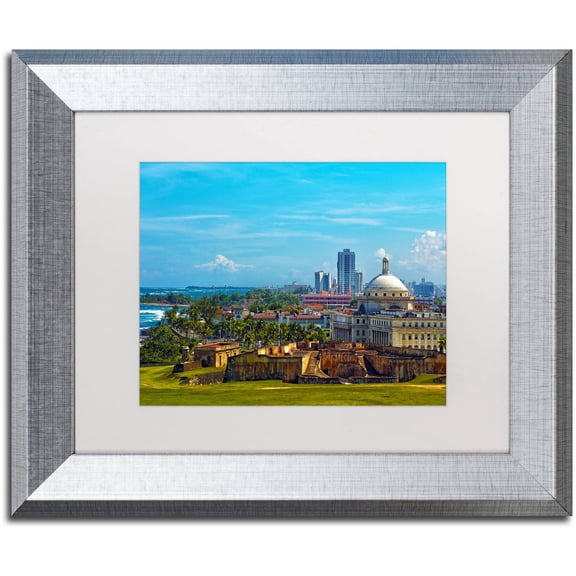 Trademark Fine Art "Old San Juan" Canvas Art by CATeyes, White Matte, Silver Frame