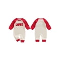 thumbnail image 3 of BemeyourBBs Newborn Valentines Day Outfit Baby Boys Girl Love Jumpsuit Long Sleeve Crewneck Striped Embroidery Romper Onepiece Clothes, 3 of 9