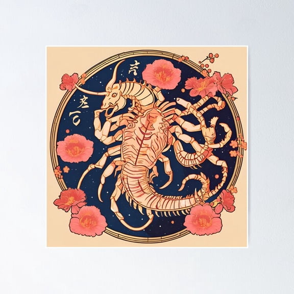 Poster Sign Of The Zodiac - Scorpio - No Framed, Vintage Wall Art, Trendy Retro Print, Positive Quote Poster, Room Decor, Wall Art, Poster Only