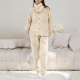 thumbnail image 2 of TJAZFJPA Ensemble de Pantalon 2 Pcs pour Femmes Grande Taille Femmes Col à Revers Rayé Flanelle Pantalon à Manches Longues Bouton Poche Ensemble Pyjama Robe Pantalon Ensembles Femmes Tenues 2 Pcs Formel Grande Taille, 2 of 3