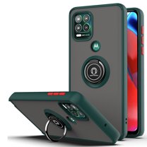 Dteck Moto G Stylus 5G Case with Ring Holder, Slim Translucent Frosted Matte Silicone Bumper Case Shockproof Rugged Cover with Kickstand for Motorola Moto G Stylus 5G, Deep Green